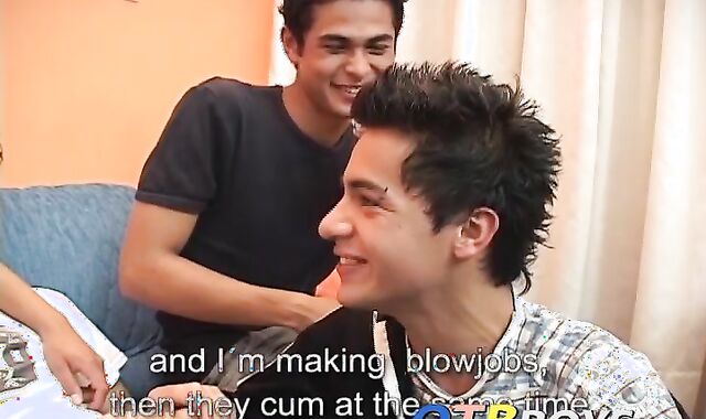 Lusty latino cock suckers have a massive anal sex party