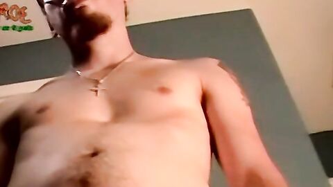 Young hairy amateur with glasses sucked dry by mature homo