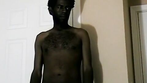 Black amateur masturbates his BBC solo and cums