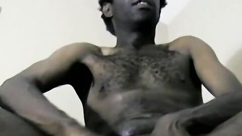 Black amateur masturbates his BBC solo and cums