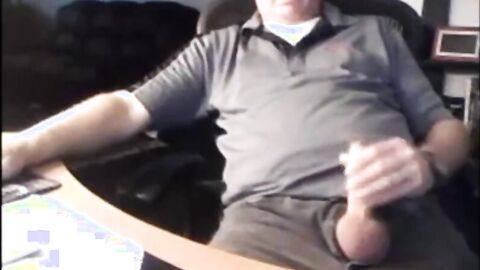 Daddy shows off his big cock on webcam