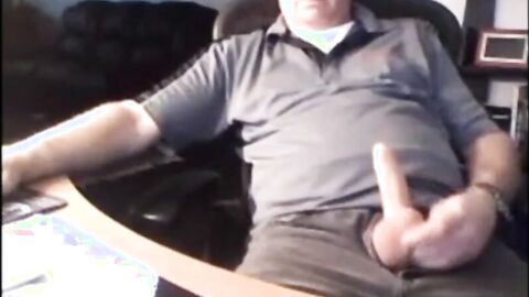 Daddy shows off his big cock on webcam
