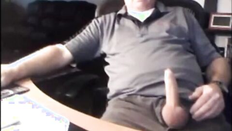 Daddy shows off his big cock on webcam