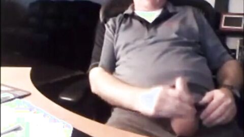 Daddy shows off his big cock on webcam