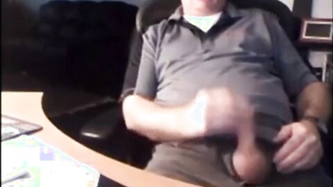 Daddy shows off his big cock on webcam