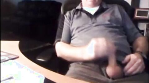 Daddy shows off his big cock on webcam