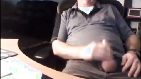 Daddy shows off his big cock on webcam