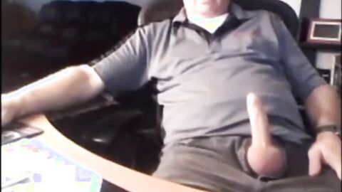 Daddy shows off his big cock on webcam
