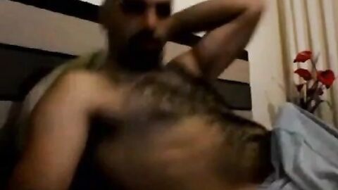 Hairy Horny Daddy Strokes His Big Cock