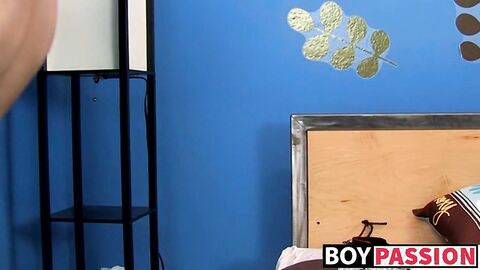 Submissive twink Kyler Moss spanked and ravaged by young gay