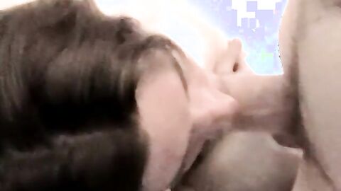 Horny jock jerks off his throbbing dick while giving blowjob