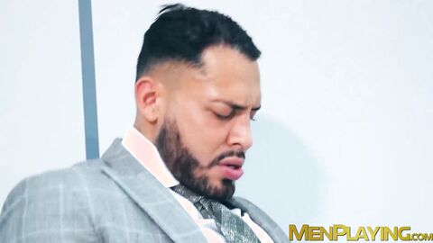 Classy hunk Malek Tobias anal drilled by sexy businessmen