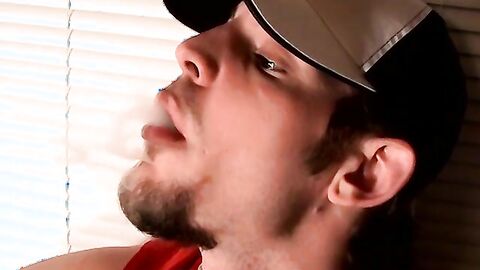 Horny straight stud Maxxx Pound released his load after a softcore jerking and smokin
