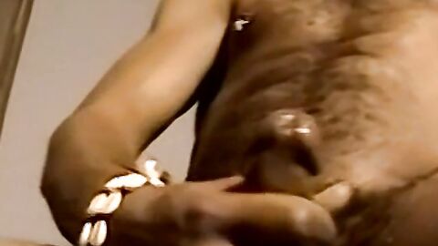 Black amateur strips naked and jerks off his cock solo