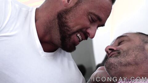 Hung studs engage in hardcore anal sex after erotic kissing