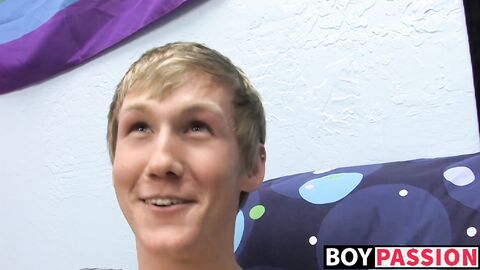Skinny teenager Hayden jerks off while moaning from pleasure