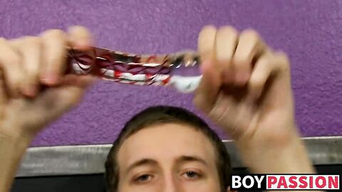 College bro interviewed before fucking himself in the ass