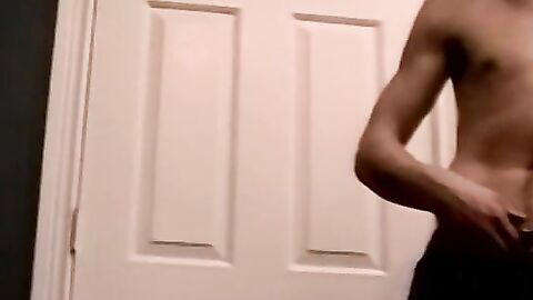 Horny amateur jerks off his hard cock with fleshlight solo
