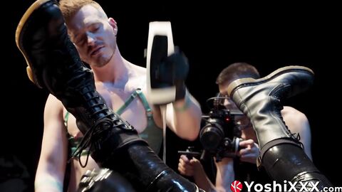 Axel Abysse and Yoshi Kawasaki take the stage for a live sex show in an unusual venue