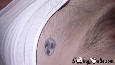 Kinky Alex Finns big floppy balls were swaying hard while giving himself a handjob