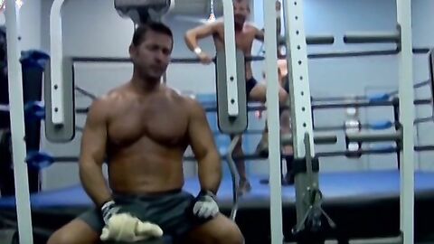 Trainer Luca Ciccone joins in a hot steamy trio tormenting with a twink sub