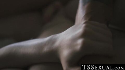 TSSexual.com - Petite shemale Ella Hollywood swallows cum after an intense anal sessi