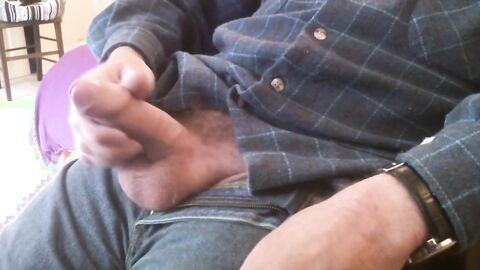 Big-Cock Daddy Strokes His Huge Meat Alone