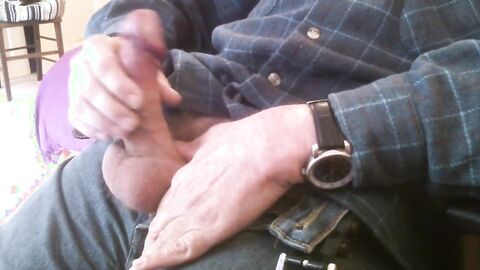 Big-Cock Daddy Strokes His Huge Meat Alone