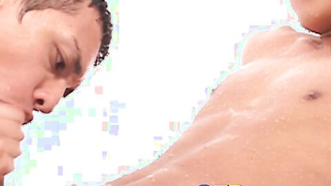 He really loves sucking fat juicy cock while in the shower