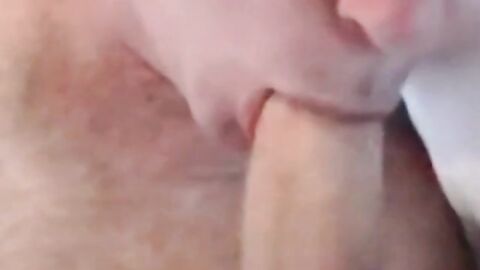 Facialized old guy swallows black and white dick at once