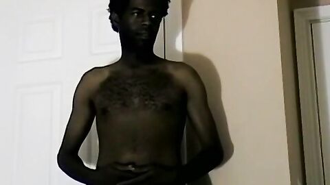 Ebony amateur teases with his big cock and masturbates solo