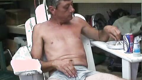Stunning senior jerks off his rock hard cock in intense solo