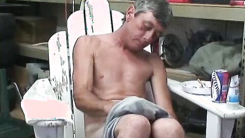 Stunning senior jerks off his rock hard cock in intense solo