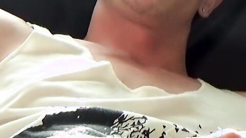 Blonde twink revealed his cock while blowing smoke
