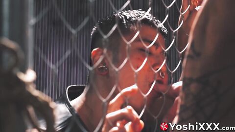 Submissive Japanese jock Yoshi Kawasaki endures rough anal from Yusaku Kaga