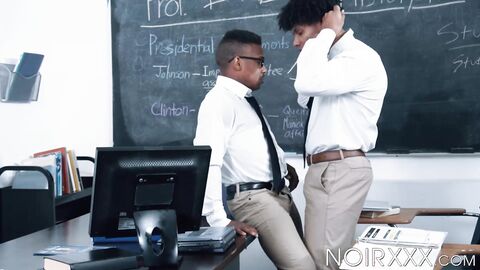 Ebony dudes Adrian Hart and Tony Genius set the books aside to fuck one another
