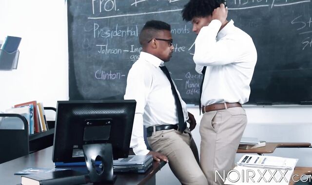 Ebony dudes Adrian Hart and Tony Genius set the books aside to fuck one another