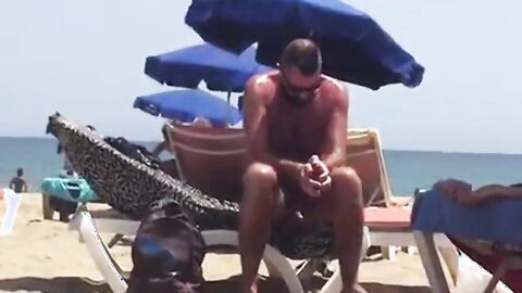 Big-Cock Daddy Bear at the Beach
