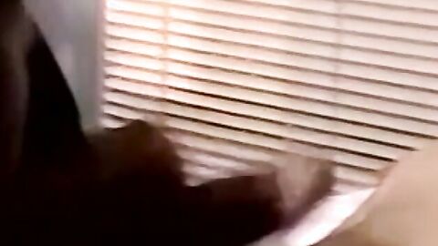 Amateur jerks off while mature man helps him cum with tongue