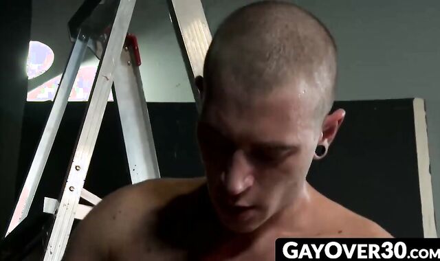 GayOver30.com - Alex Greene and Trey Turner raw fuck in an empty friends warehouse