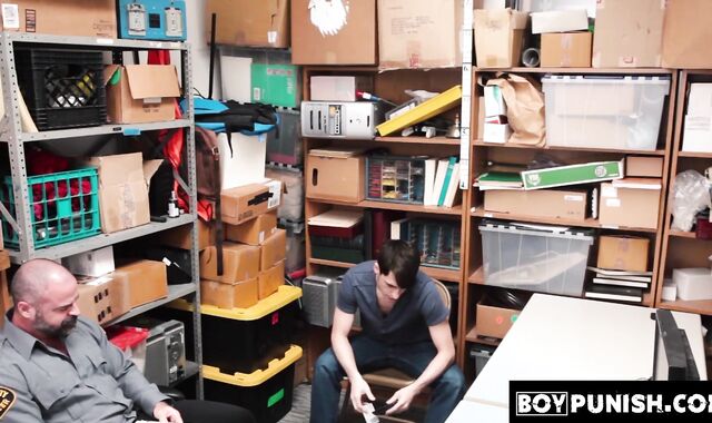 BoyPunish.com - Sexy young thief's explosive cumshot while being bareback fucked by a