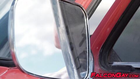Jocks Alex Mecum and Fane Roberts stopped for mutual blowjob