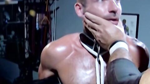 Hunky man Bryce Pierce tugs a sexy man nipples and smacks him