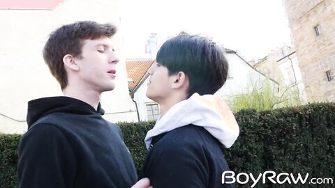 Tall stud Josh Cavalin cuddles BF Justin Host after raw fuck