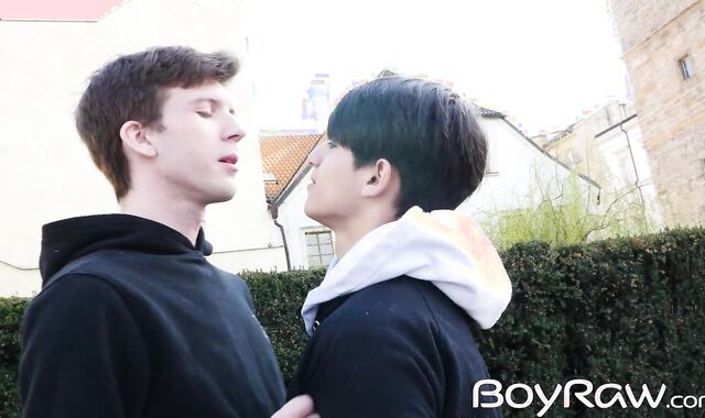 Tall stud Josh Cavalin cuddles BF Justin Host after raw fuck