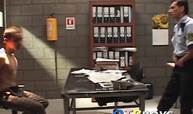 Sexy little twink becomes a prison bitch for a mature guy