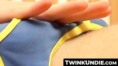 TwinkUndie.com - Big-cock twink's explosive load through his tight undies