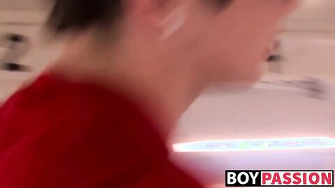 Naughty twink Timo Garrett jerking off and licking his cock