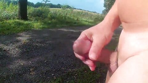 Outdoor Masturbation with Cum