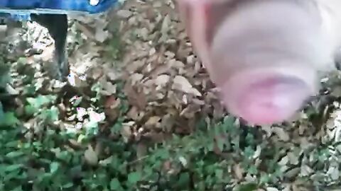Bearded Man Masturbating Outdoors